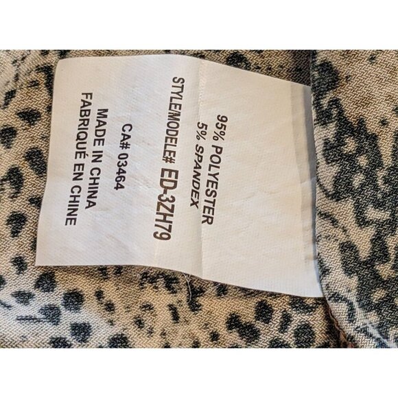 Womens Medium Blouse Flutter Sleeve Smocked Waist Snake Print Brown Cutouts - Picture 9 of 10